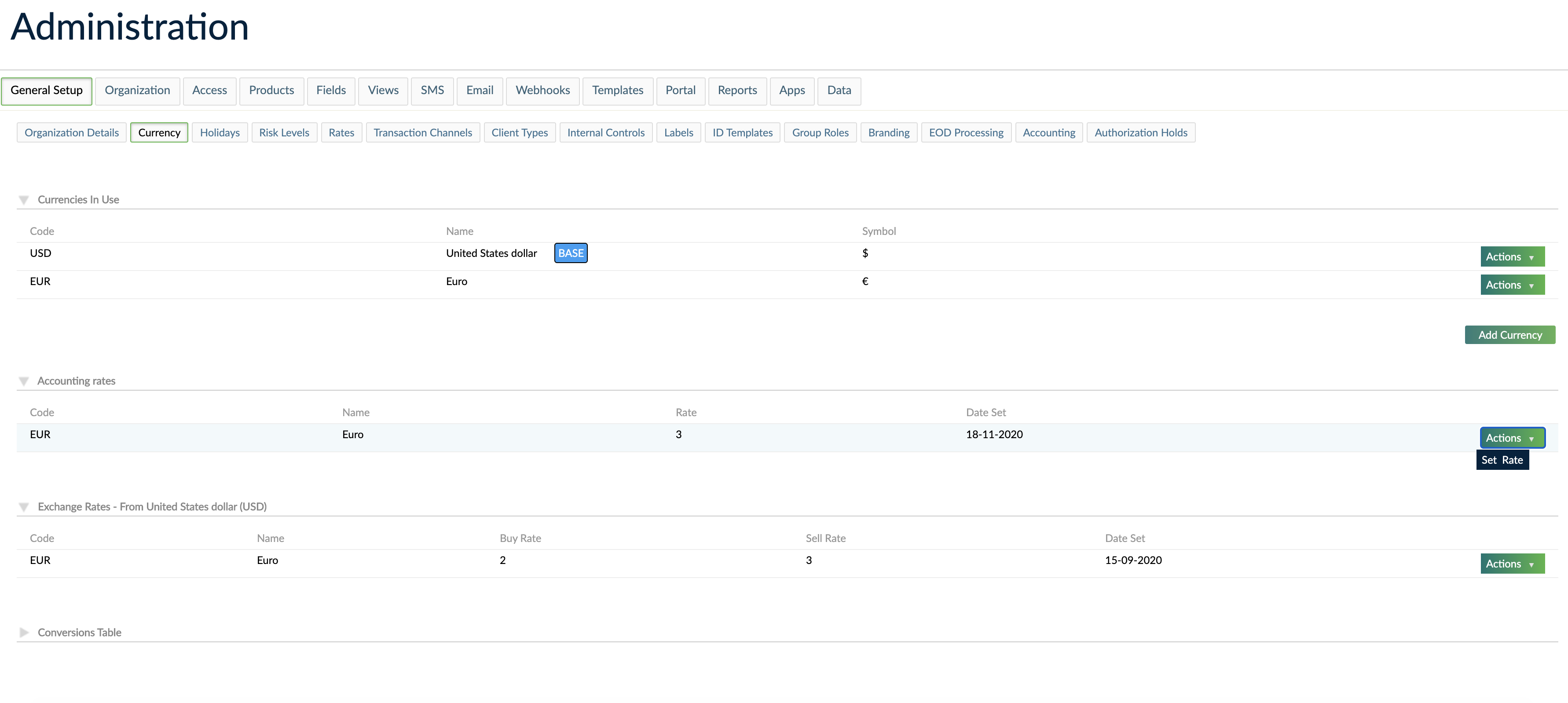 Setting the accounting rate